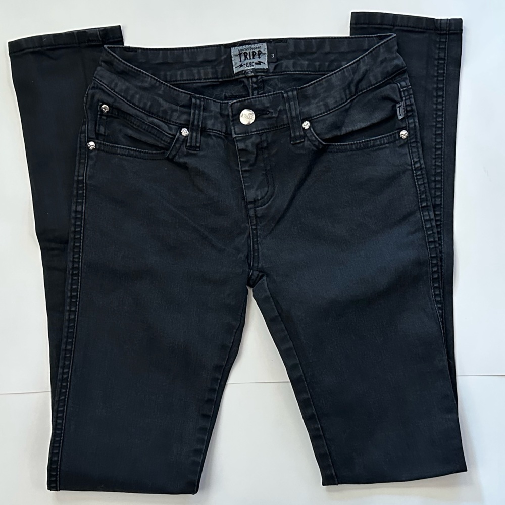 ‼️ HOLD 🖤 Tripp NYC 🖤 Super Skinny Stretch Black Jeans with Skull Rivets
